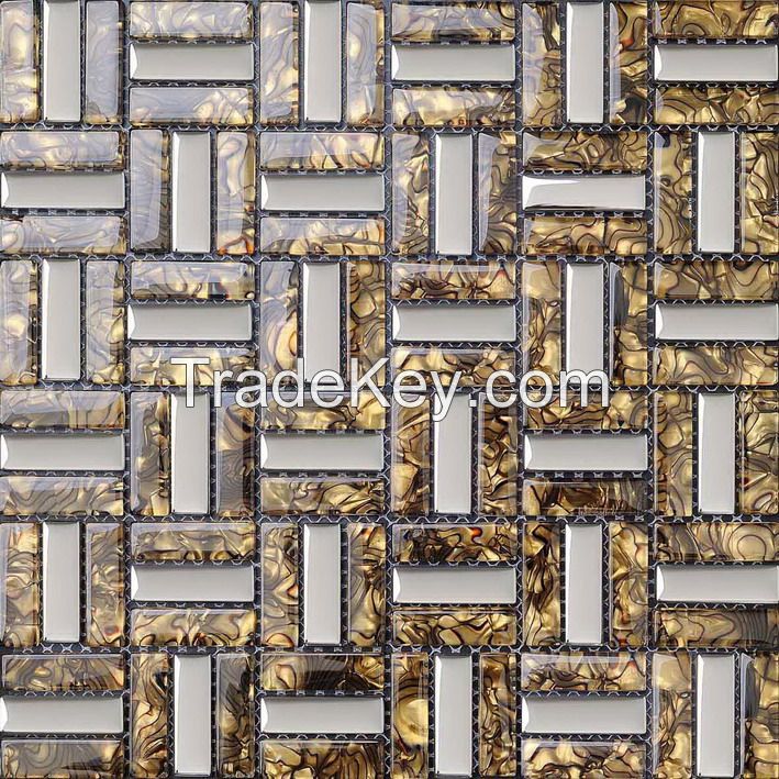 Gold Foil  mosaic ,Gold hips mixed, metal tile , glass mosaic