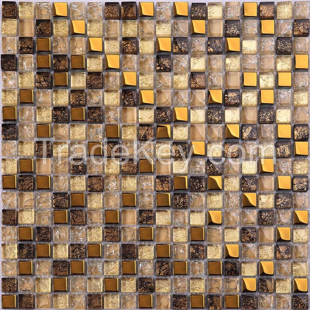 Gold Foil  mosaic,  Small chip modern glass mosaic PFHTJ09