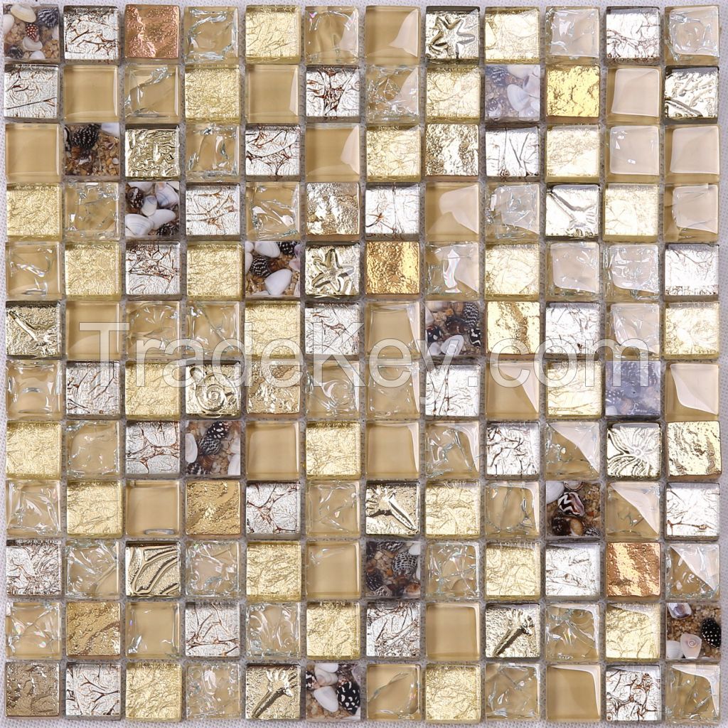 Gold Foil  mosaic,   modern glass mosaic PFHXP04