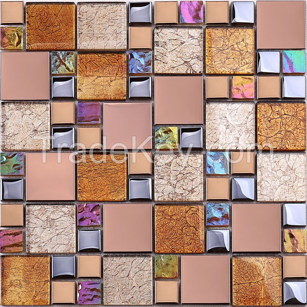 Gold Foil  mosaic,  Small chip modern glass mosaic PFHTJ15