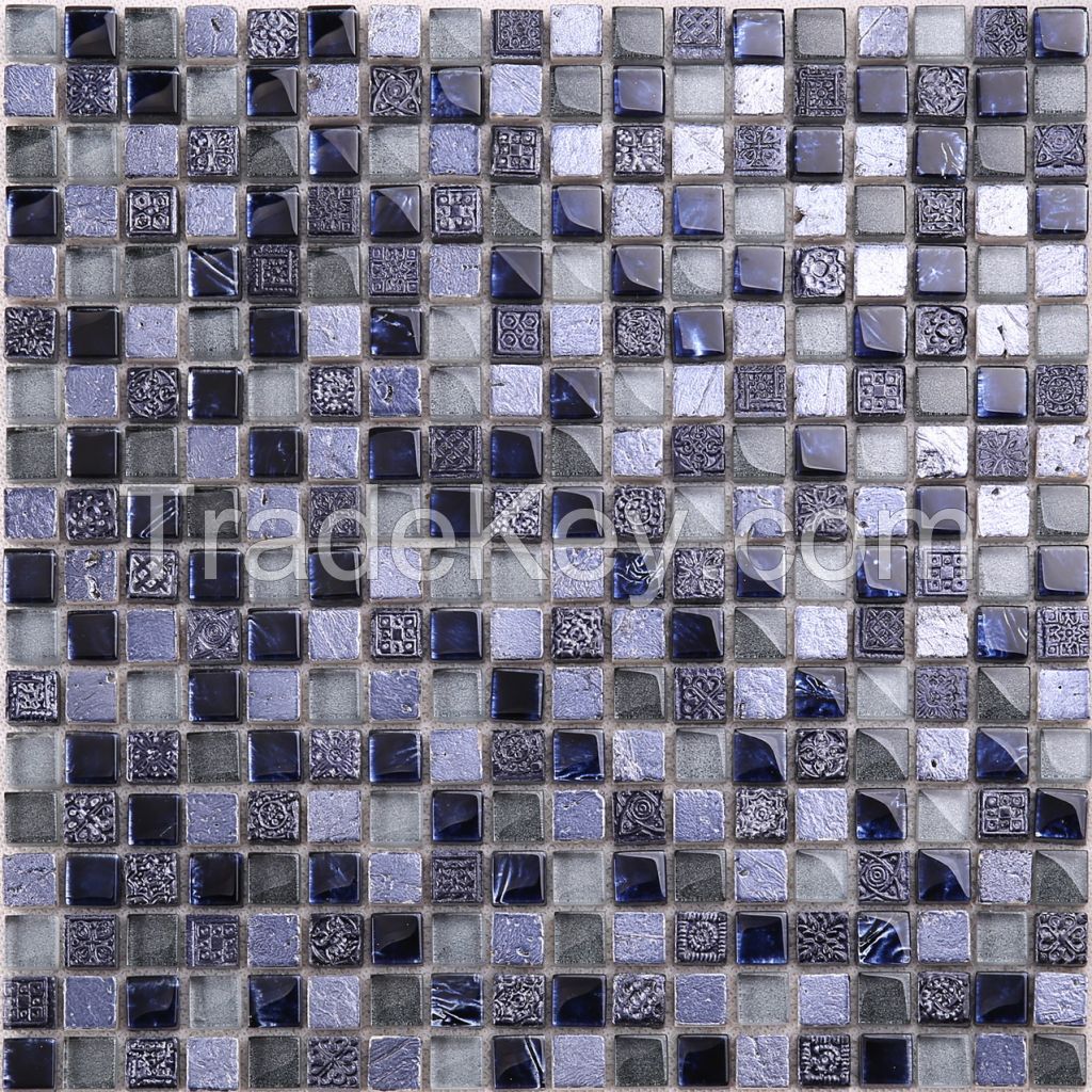 Gold Foil  mosaic,  Blue magic, modern glass mosaic PFHTJ01