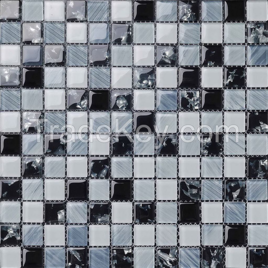 Gold Foil  mosaic ,grey chips mixed, metal tile , glass mosaic
