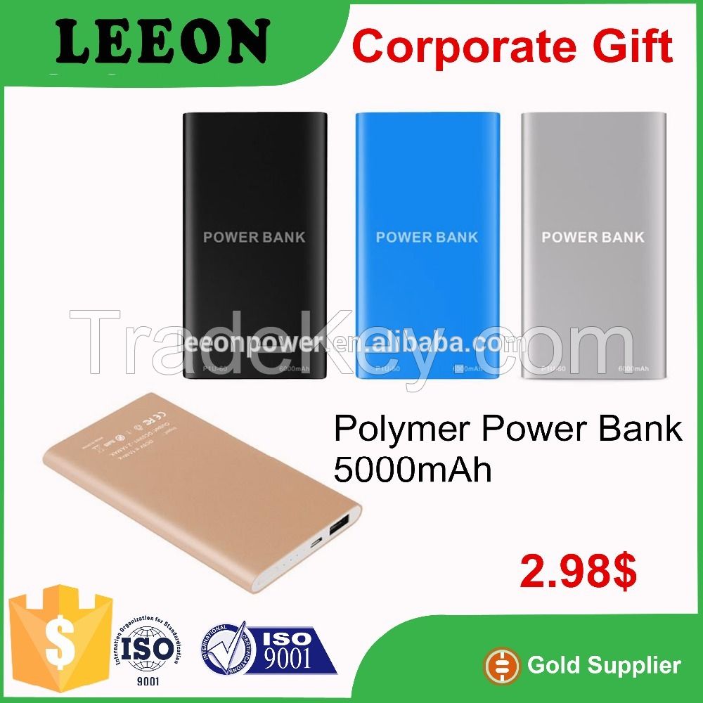 Hot selling 5000 mAh aluminum portable power bank