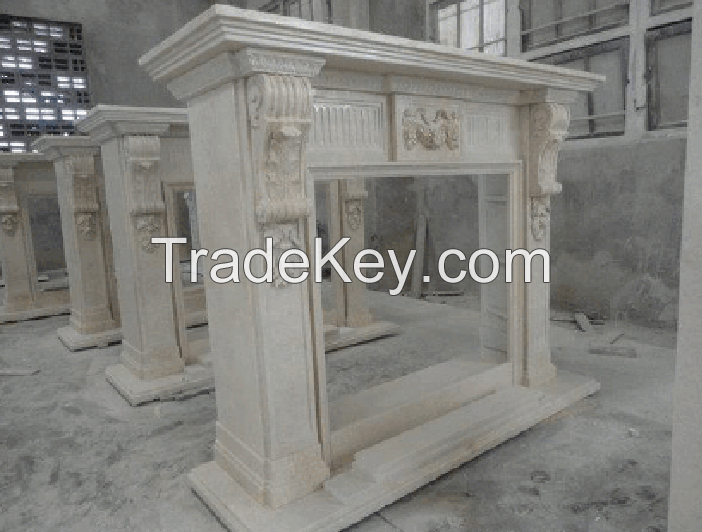 Popular sale marble stone carving fire place