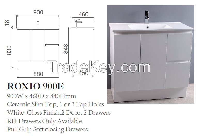 High-glossy white MDF bathroom cabinet