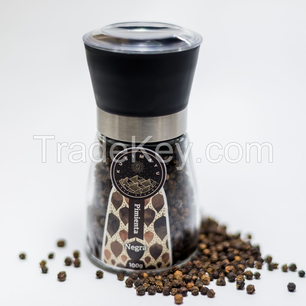 Black Peppercorn adjustable Glass grinder