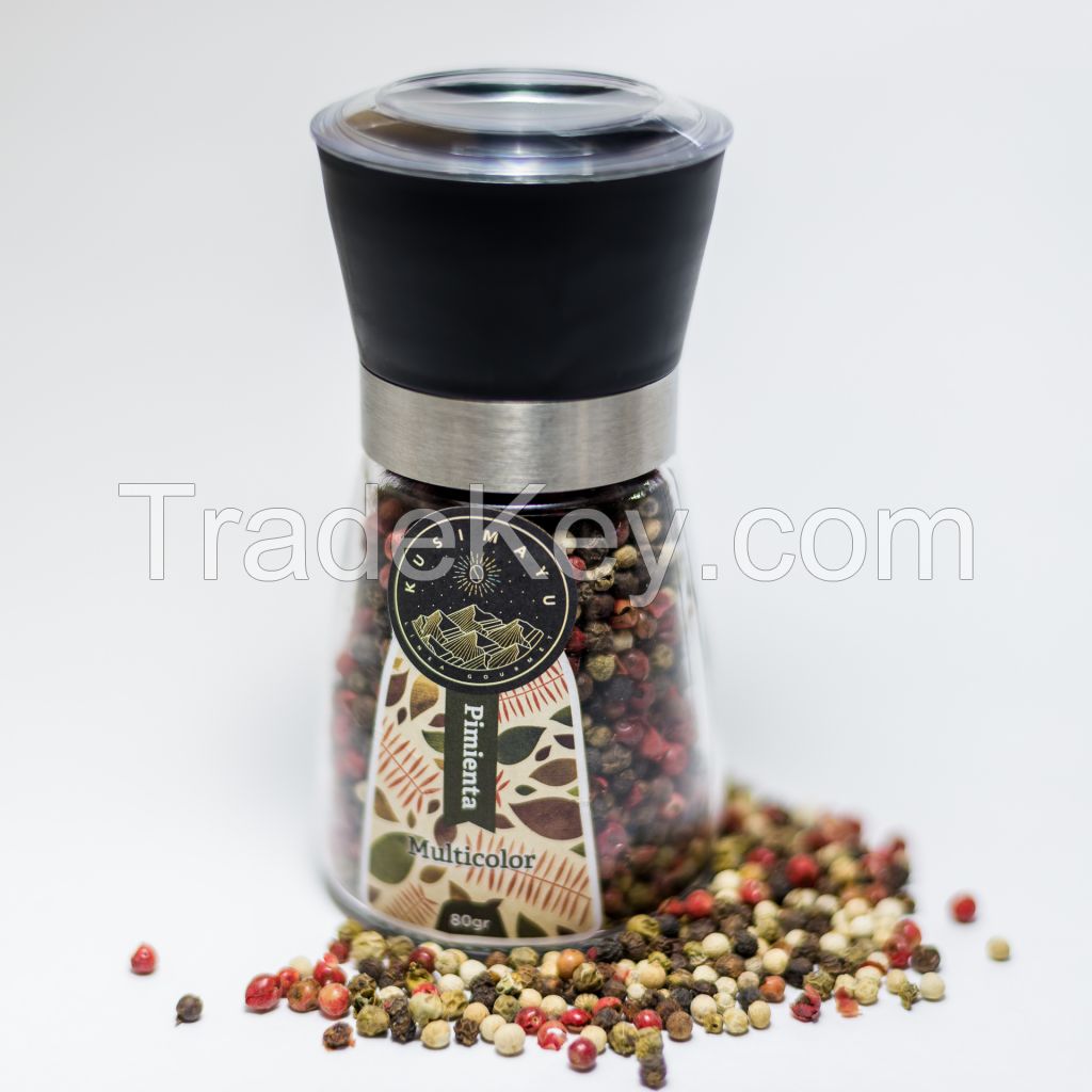 Multicolor Peppercorn adjustable Glass grinder