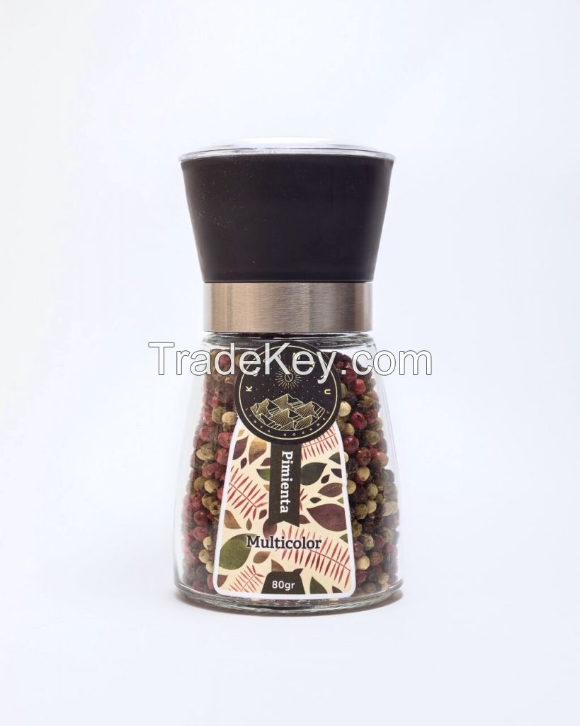 Multicolor Peppercorn adjustable Glass grinder