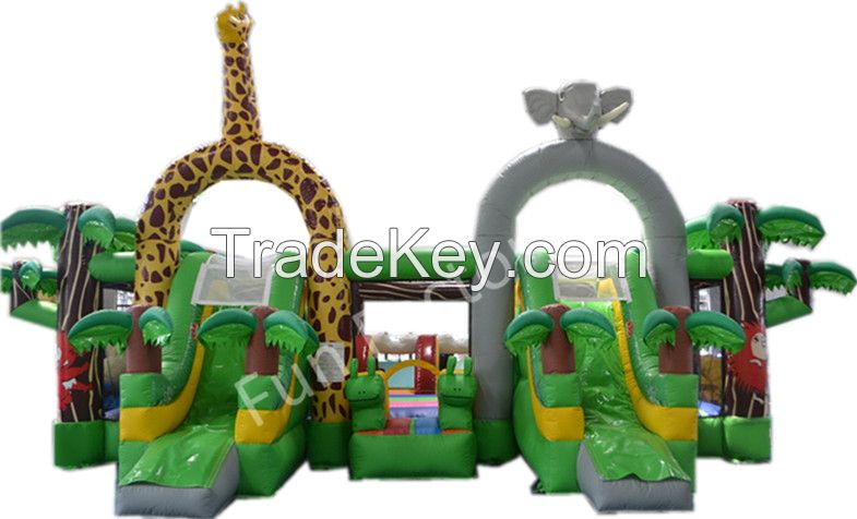 Colorful Commercial Outdoor Inflatable Water Slide High Tear Strength