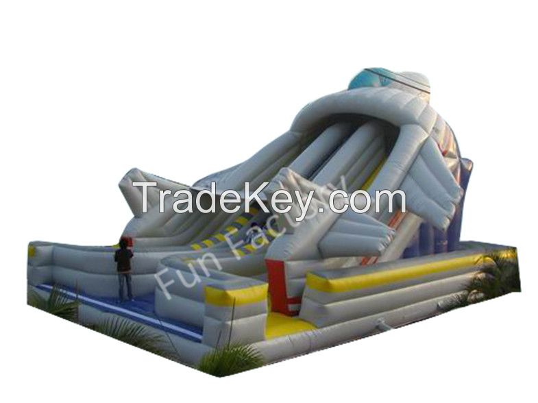 Top Level Inflatable Wet Dry Bouncers With Slide / Kids Inflatable Water Slides