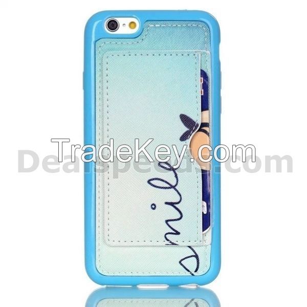 Cross Pattern Stand Leather-coated TPU Stand Case for iPhone 6
