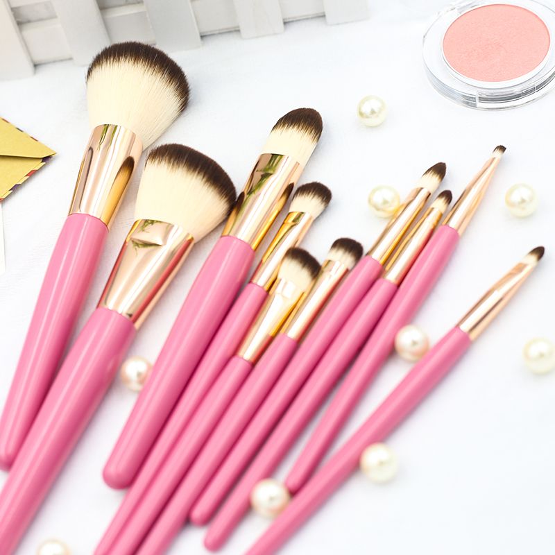 New pink 10 pcs makeup brush set