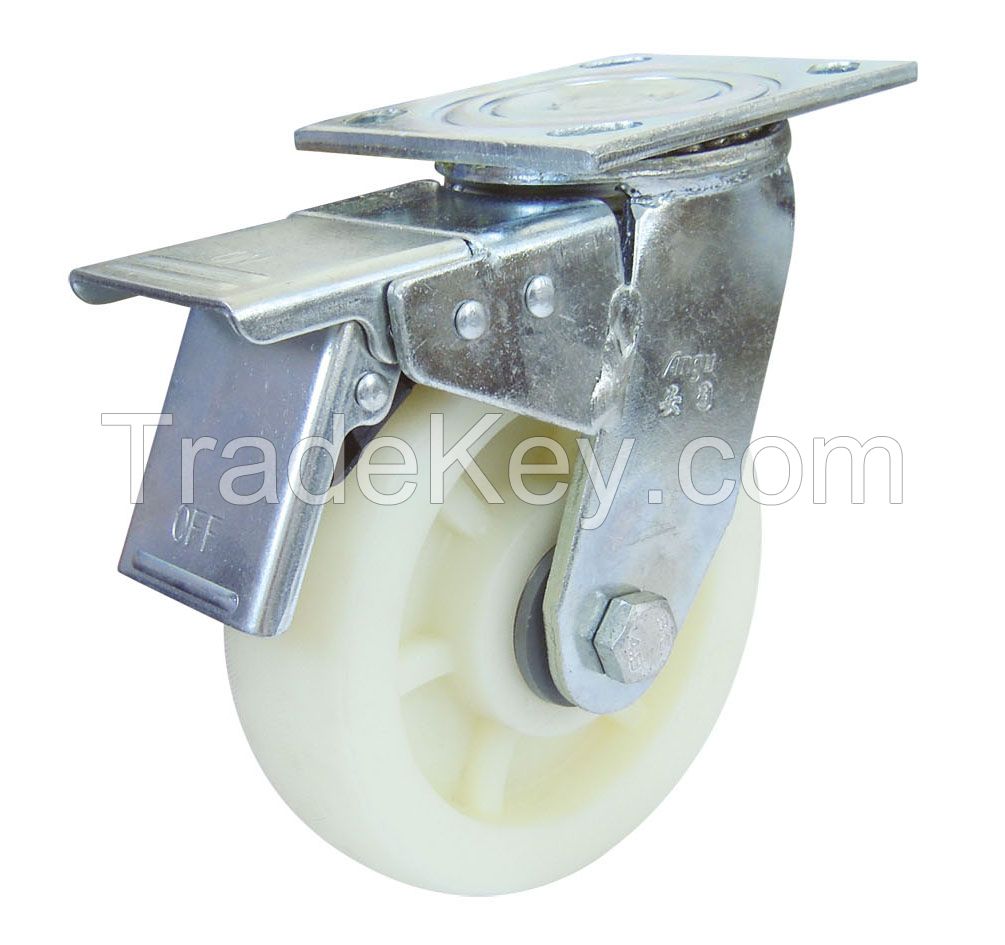 76 series white nylon caster/ equipment caster wheel , medical caster wheel, trolley caster wheel,