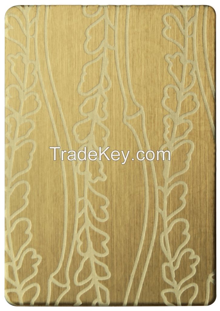 Rose Gold Mirror Finish, Etched, Embossed, Stainless Steel Sheets