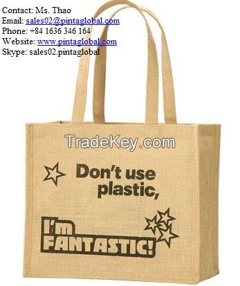Eco high quality jute bag with handle for shopping, promotion