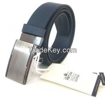 Fashion genuine leather belts with metal dowel for men
