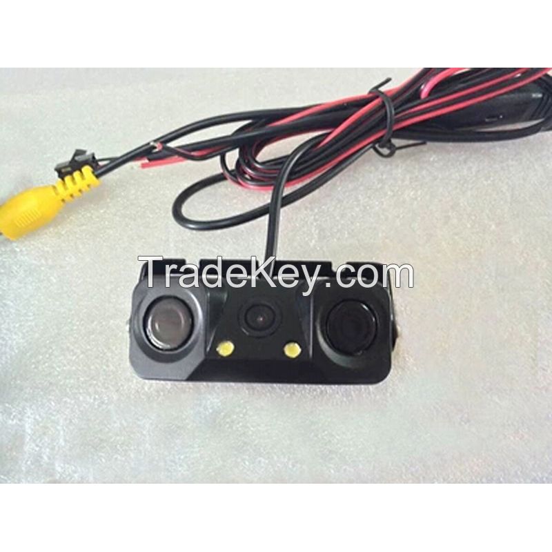 3in1 Car Parking Sensor Backup Radar with LED Waterproof Rear View Cam