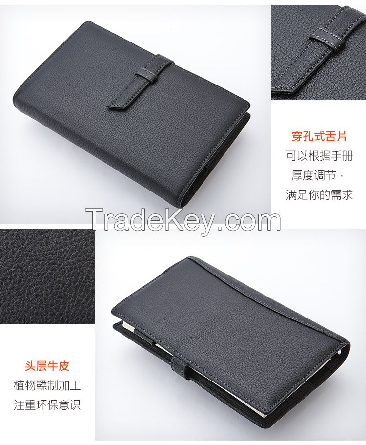 A4 Leather Binder Head Layer Cowhide Business Notebook Universal Handb