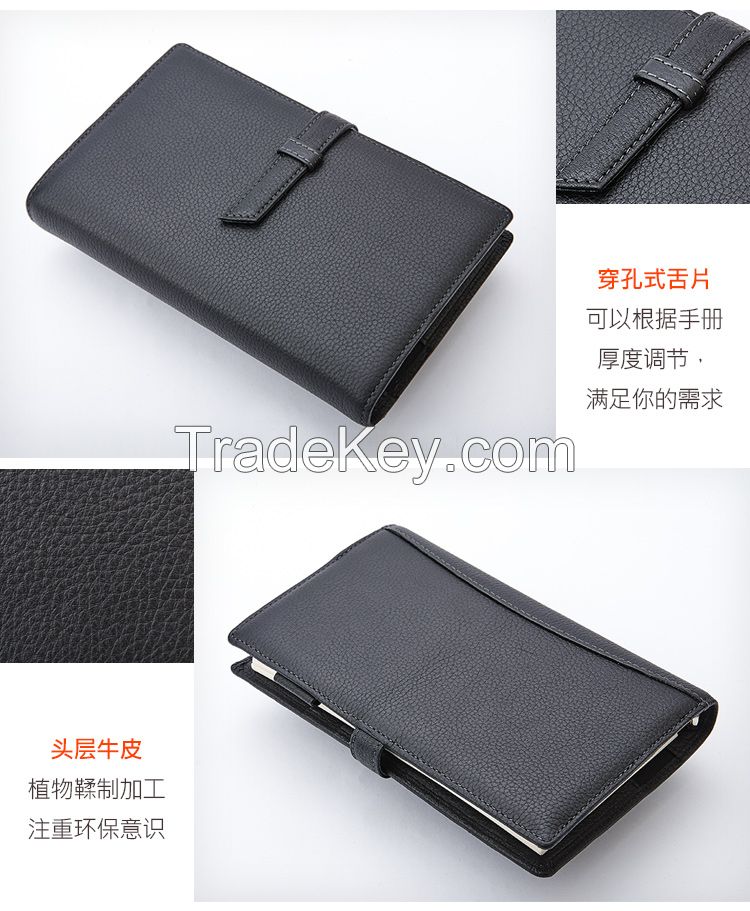 A4 leather binder head layer cowhide business notebook universal handb