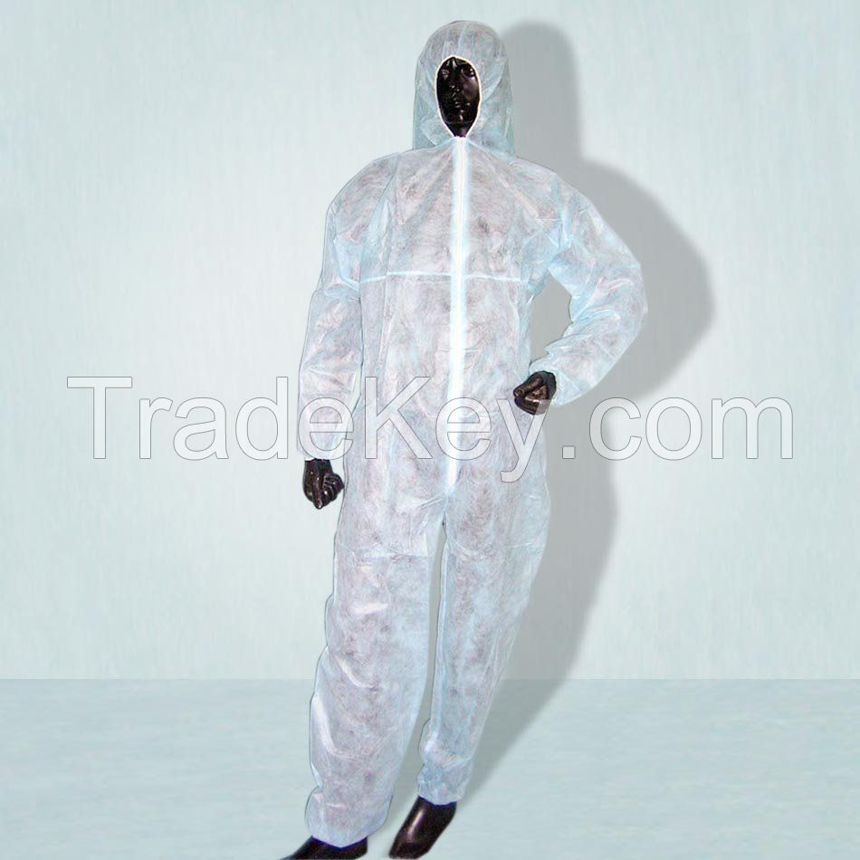 white disposable coverall