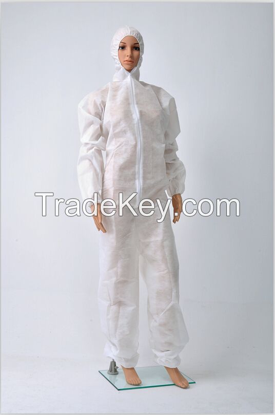 white disposable coverall