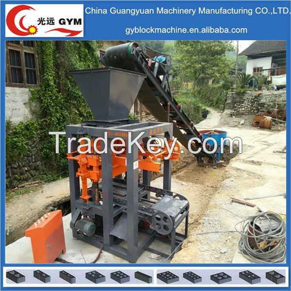 QTJ4-26 low invest high profits business industrial portable manual concrete hollow brick making machine 