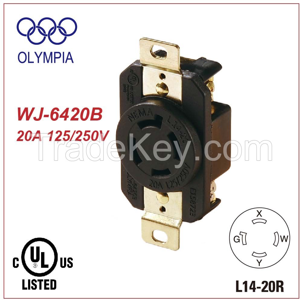 20Amp locking receptacle NEMA L14-20R UL
