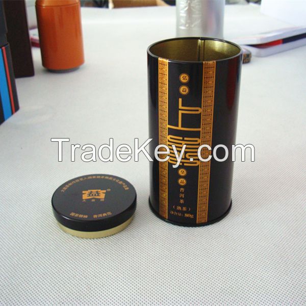 round tea tin box