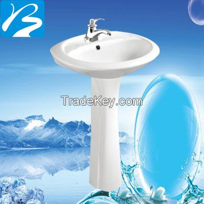 Complete Tradiational Bathroom Ceramic 1 Tap Hole Basin Sink With Full Pedestal