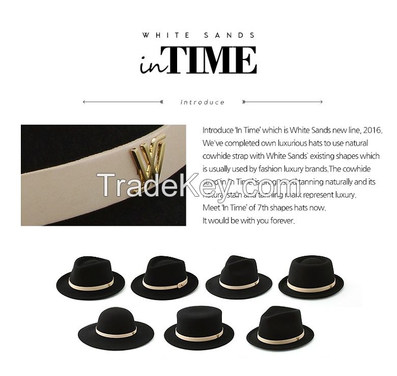 In Time White Sands Wool Felt Fedora Hat with Cowhide Strap