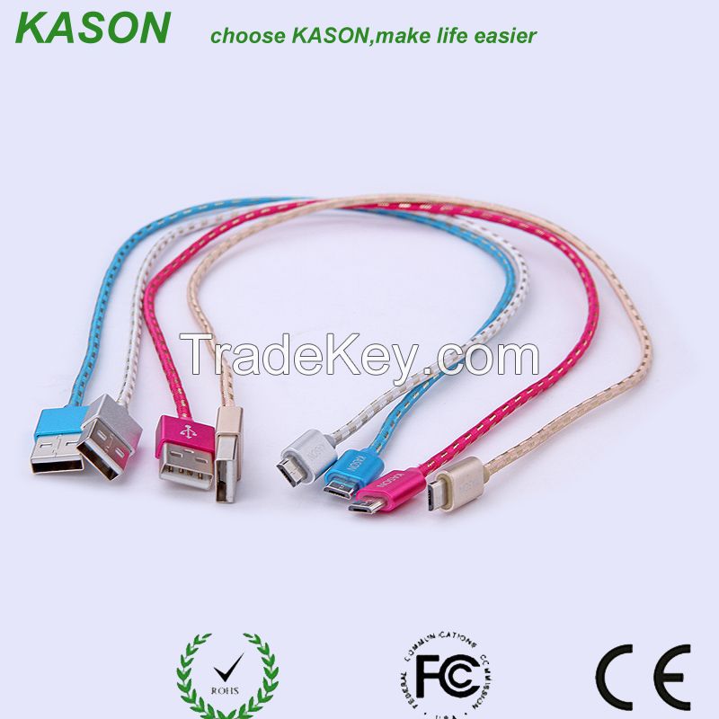 1M nylon braided data sync micro-USB charging cable for mobile phones