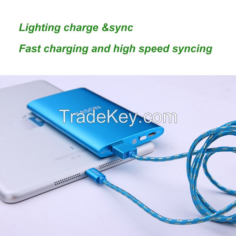1M nylon braided data sync USB charging cable for iPhone 5/6