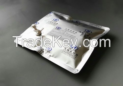 Aluminium-plastic Multi-Layer Foil film Air/Gas Sampling Bag  with stopcock straight PC valve silicone septum for syringe sampling 1L