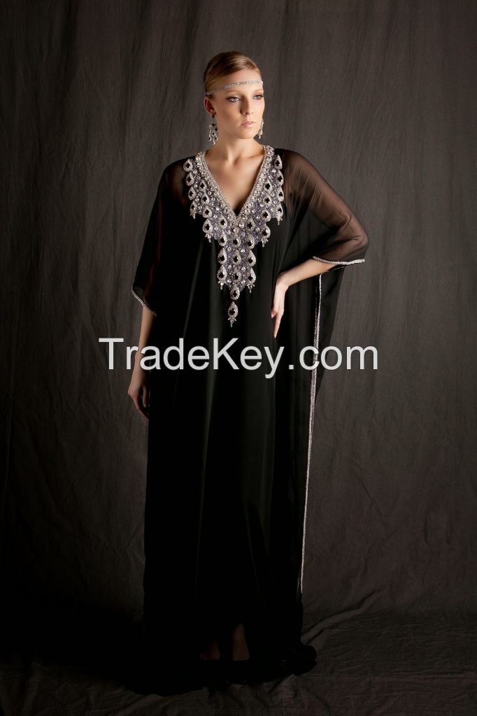  Mouse over image to zoom Have one to sell? Sell now Details about  Fancy Dubai Kaftan New Abaya Jalabiya Ladies Maxi Dress Wedding Gown Black