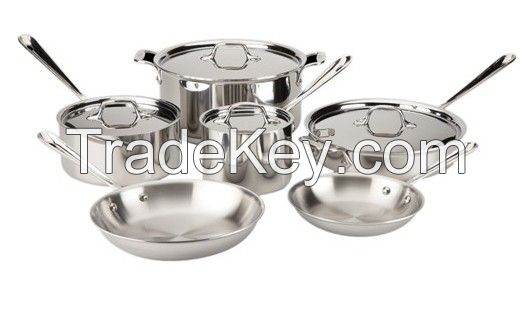 All-Clad - Stainless Steel Cookware Set, 10 piece - Stainless Steel The All-Clad Stainless Steel 10-Piece Cookware Set provides the pieces essential for day-to-day cooking. For browning and searing a range of foods, use the fry pan or sautÂ¿ 