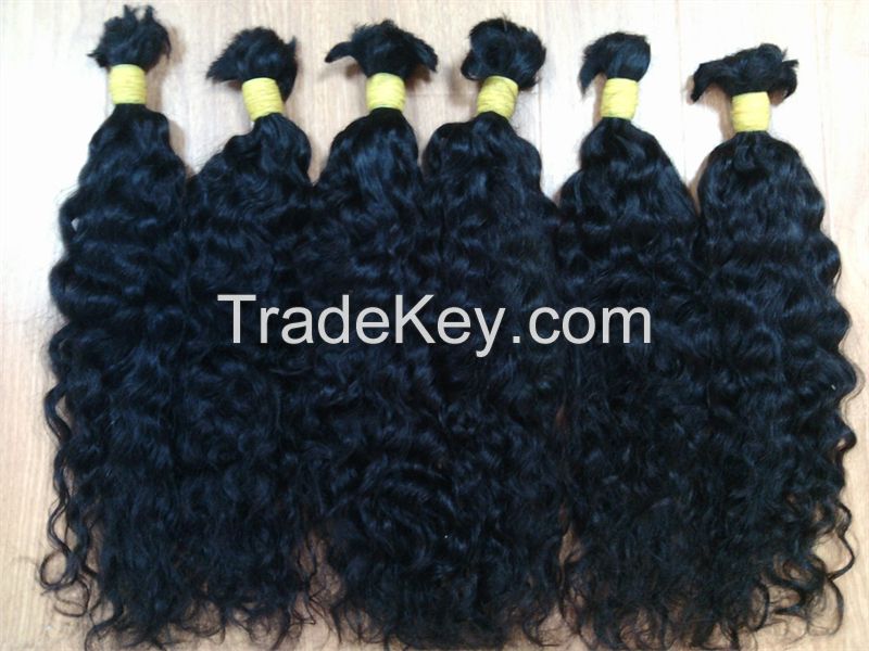 Vietnamese best wholesale price for 100% natural wavy/curly bulk hair 10- 30 inches with highest quality