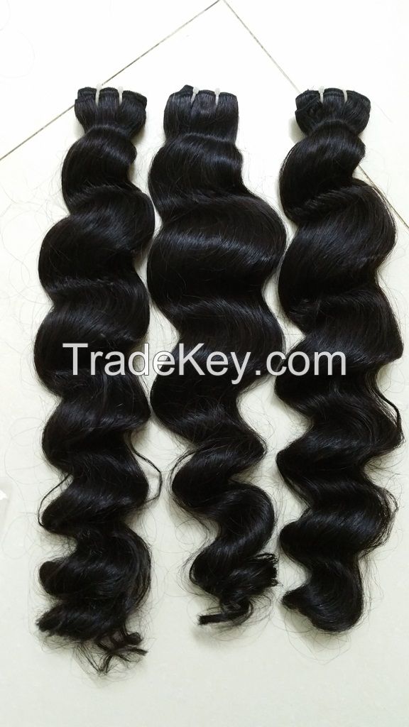 Vietnamese best wholesale price for 100% natural wavy/curly weft hair 10- 30 inches with highest quality