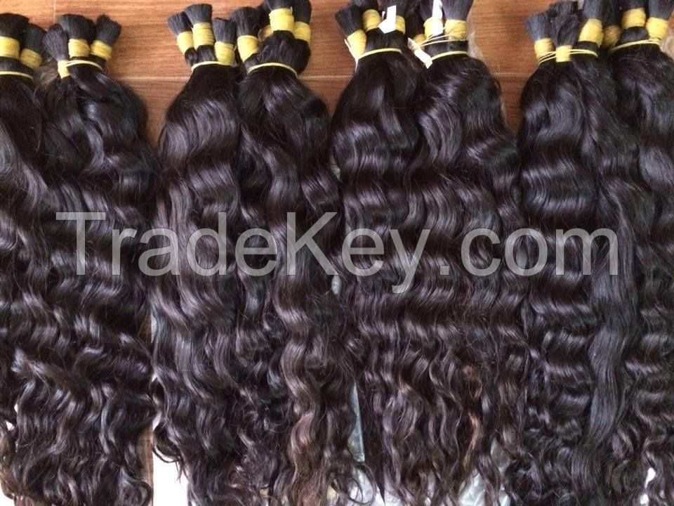 Vietnamese best wholesale price for 100% natural wavy/curly bulk hair 10- 30 inches with highest quality