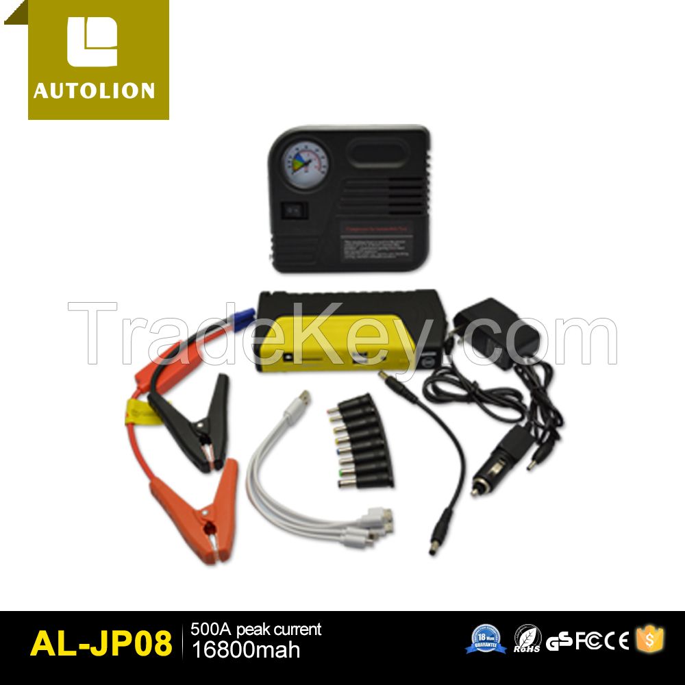 Golden Supplier provide OEM service with Best Price for 16800mah jump starter power bank with LED light to gasoline jump start