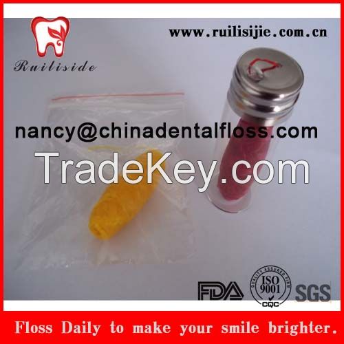 Glass bottle shaped colorful bottle shaped dental floss