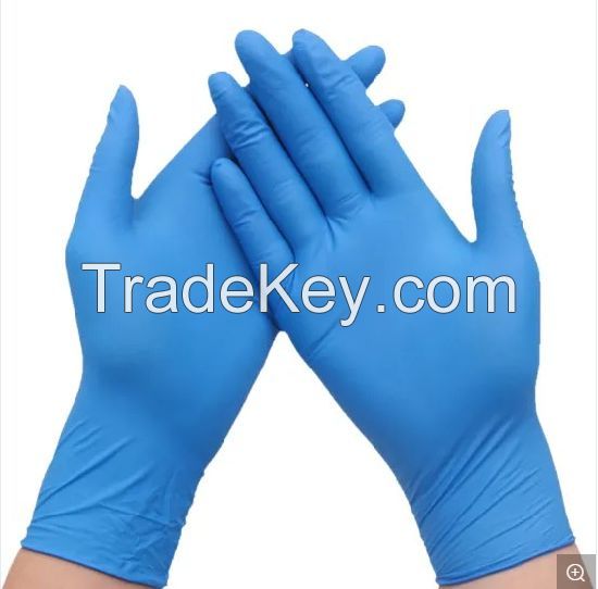 Nitrile Gloves / Protective Civilian Gloves / White And Sky Blue Nitrile Disposable Gloves