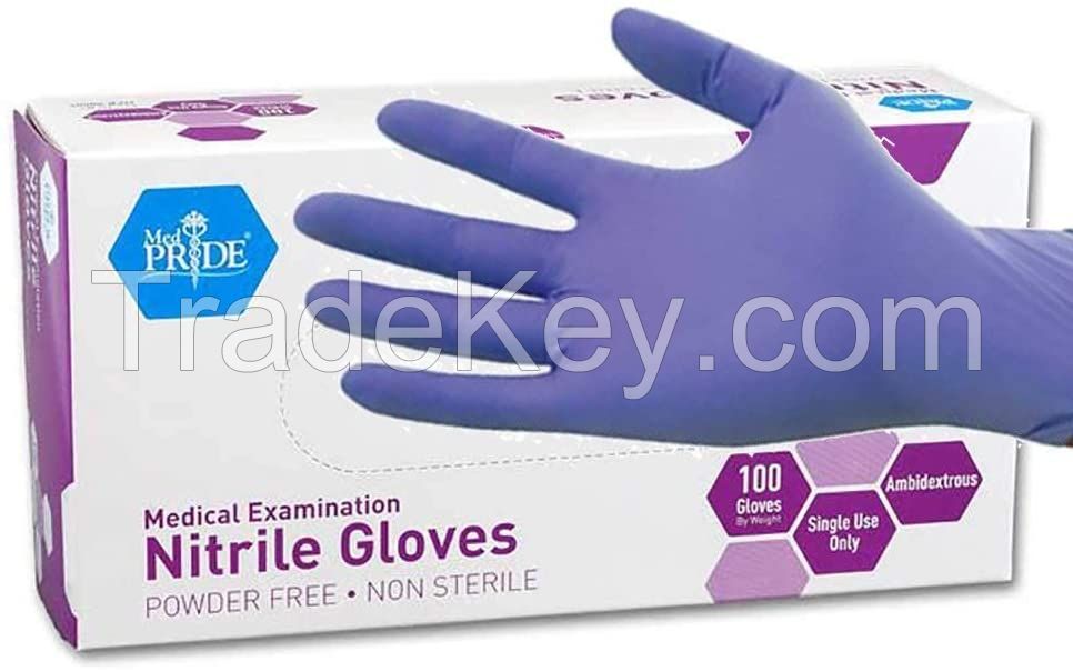 Nitrile Gloves / Protective Civilian Gloves / White And Sky Blue Nitrile Disposable Gloves