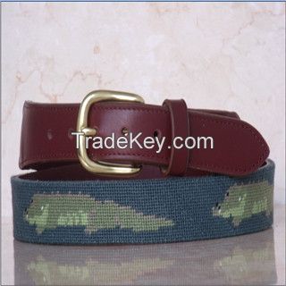 Needlepoint Genuine Leather Belts