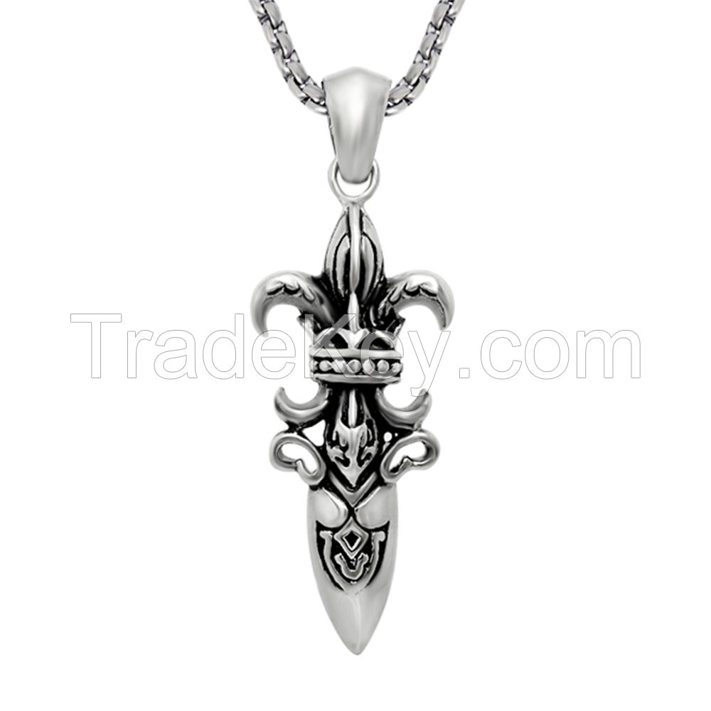 Retro-style titanium steel pendant, find sword shape.