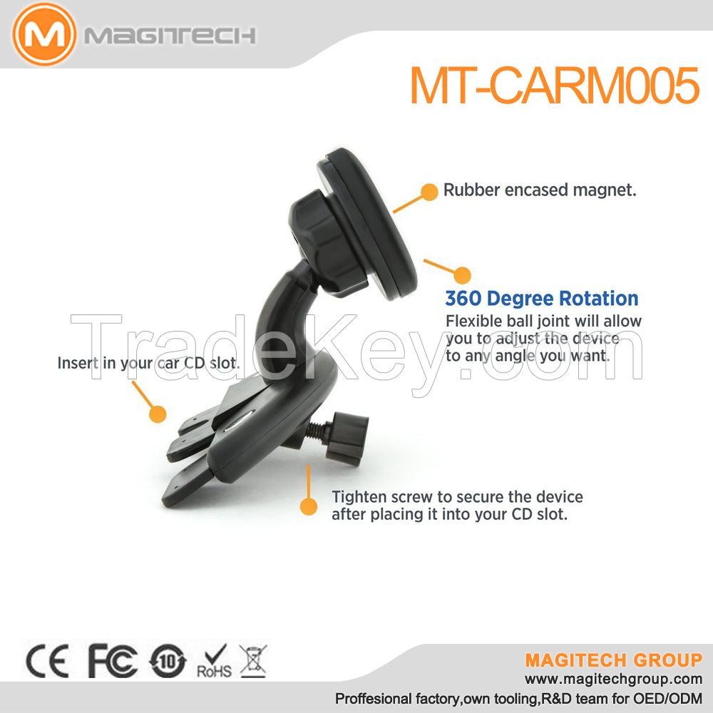 fully adjustable rotation vehicle smart phone stand mount magnetic Car CD slot cell phone holder