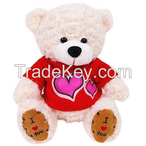 Plush Bear Toy In 3 Color With Gold Ribbon As Nice Gift For Baby Kids