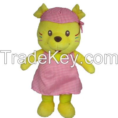 Plush Toy in 3 Color with Gold Ribbon as Nice Gift for Baby Kids