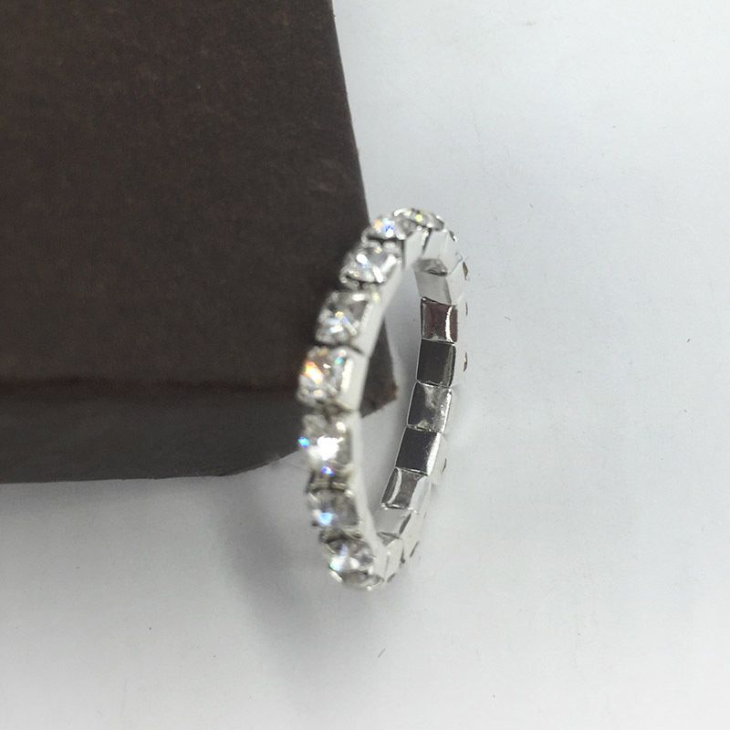 2015 fashion Bright Silver Plated Elastic Imitation Diamond Rings Shining Full Crystal Rhinestone finger Rings for women jewelry