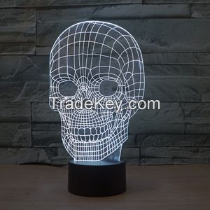 3D illusion night light with skull shape