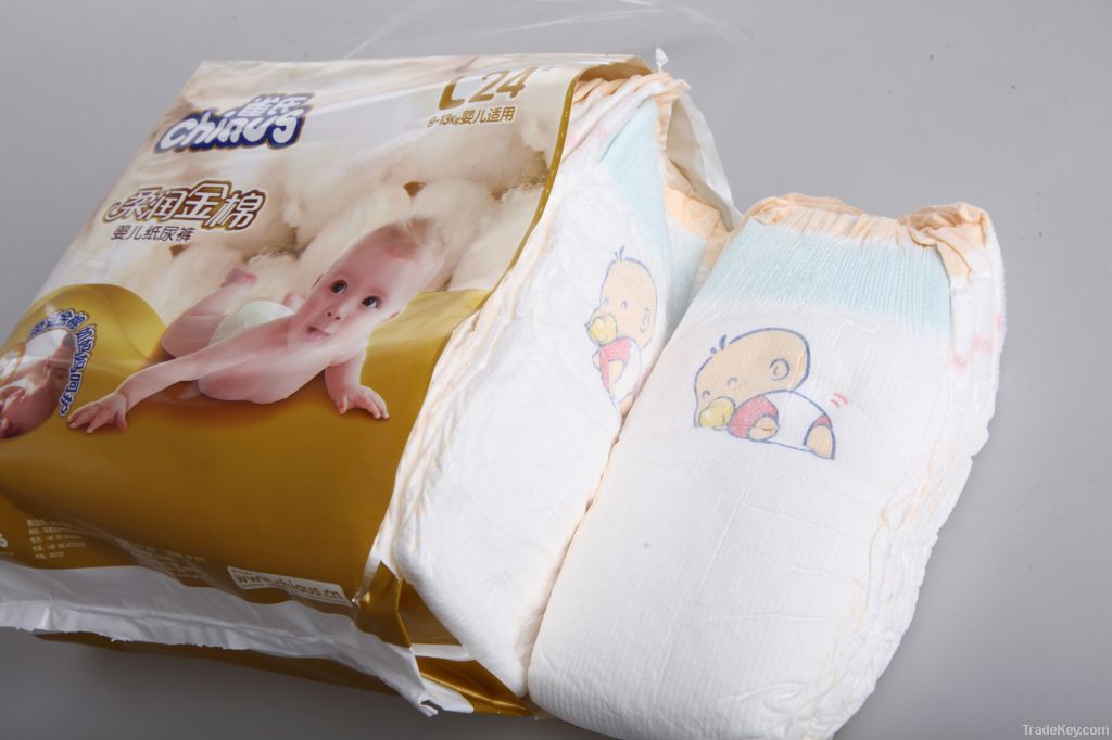 Golden soft baby diapers